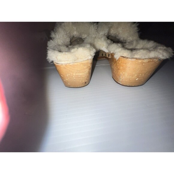 UGG Australia Women's Kalie Brown Suede Shoes US 8 Shearling Wooden Clogs Mules - Picture 12 of 12